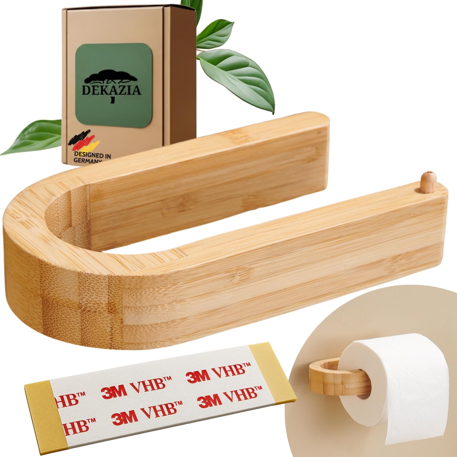 DEKAZIA Toilettenpapierhalter Bambus | Toilettenpapierhalter Holz | Klopapierhalter  Bambus | Klorollenhalter Ohne Bohren | Klopapierhalter Holz | Klopapier  Halterung | Klopapierrollenhalter Wand : Amazon.de: Baumarkt