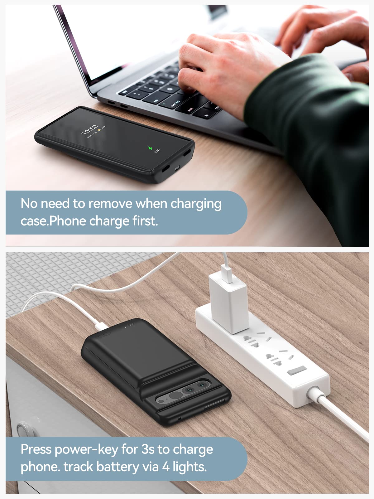 Portable Power Bank Battery Charging Case For Google Pixel 7 Pro & 6 Pro - 5000mAh/6000mAh Slim Shockproof Cover