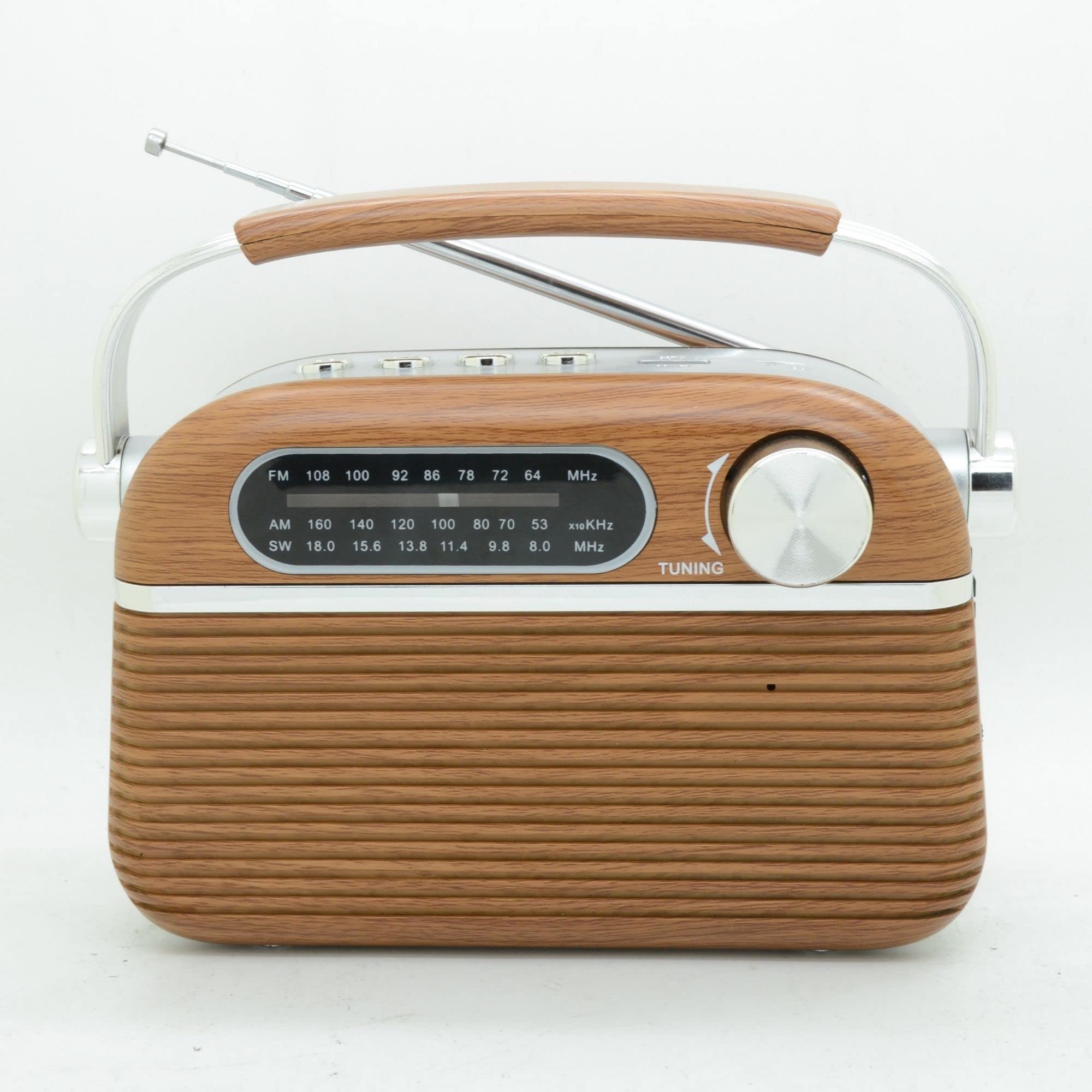 HALTERREGO Radio Vintage Grandes Ondes Aspect Bois, AM/FM/SW Lecteur USB/Carte Micro SD Prise Secteur ou Pile (Non Incluse)