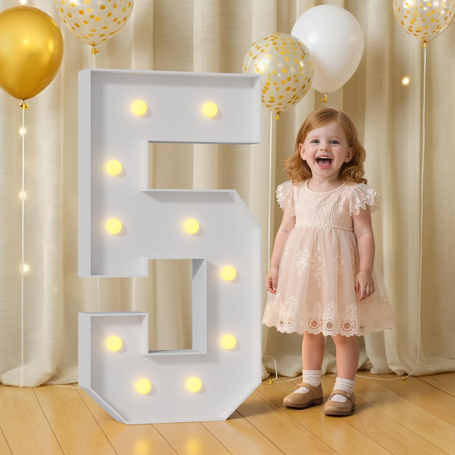 4FT Marquee Numbers 5 Light Up Numbers for Party Foam Cardboard 5th 15th 50th Birthday Party Decorations Backdrop Anniversary Sign 5