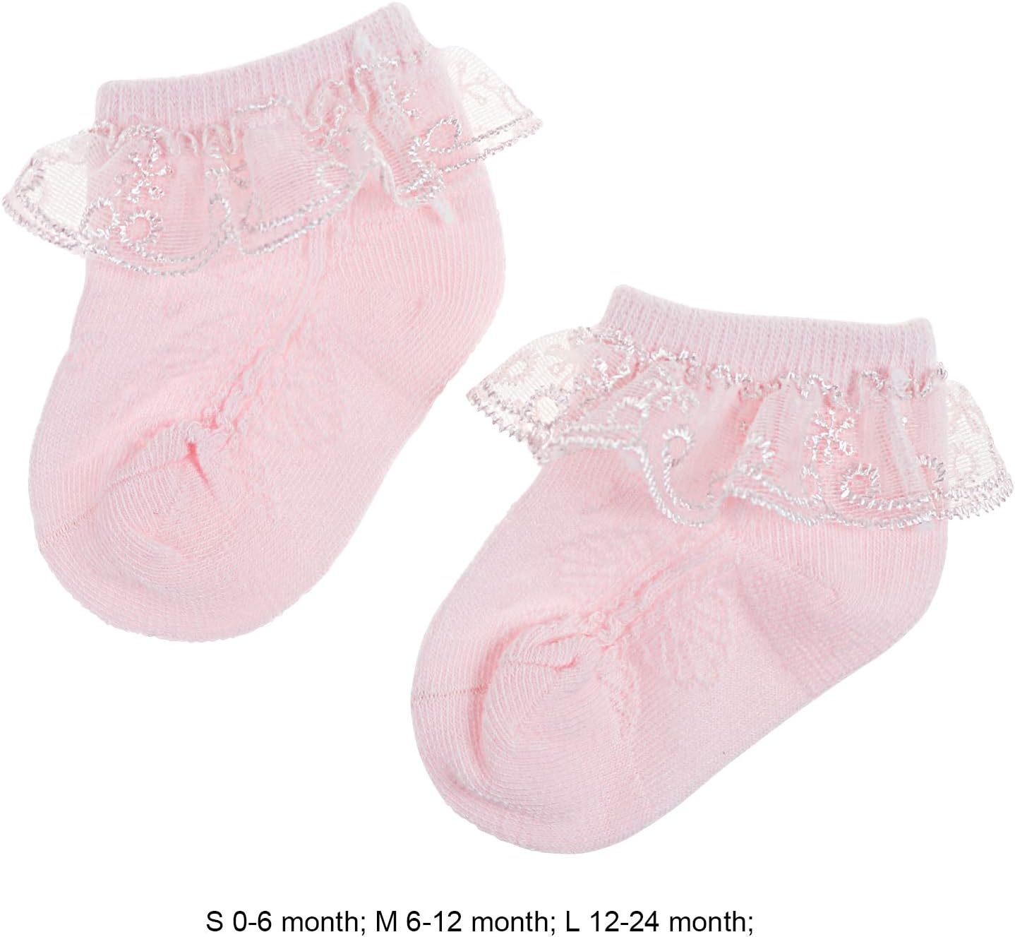 BQUBO Baby Girls Socks Eyelet Ruffle Lace Sock Newborn/Infant/Toddlers/Kids Frilly Dress Sock for Baby Girl - Image 6