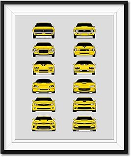 Chevy Camaro Generations (1967-Present) Inspired Poster Print Wall Art Handmade Decor of the History and Evolution of the Chevrolet Camaro (Unframed)