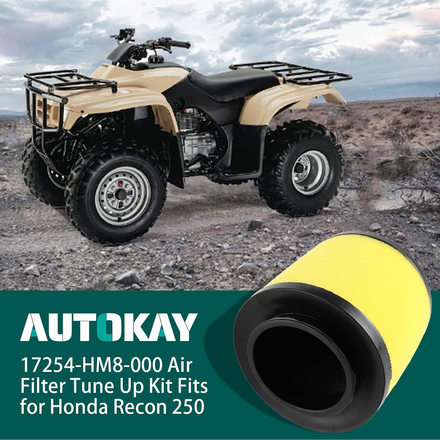 AUTOKAY TRX350 Air Filter & Oil Filter Kit for Honda Rancher 350 TRX350FE TRX350FM TRX350TE TRX350TM 2000-2006, Rancher 400 TRX400FA TRX400FGA 2004-2007, RE# 17254-HN5-670 HF113 DPR7EA-9 image 4