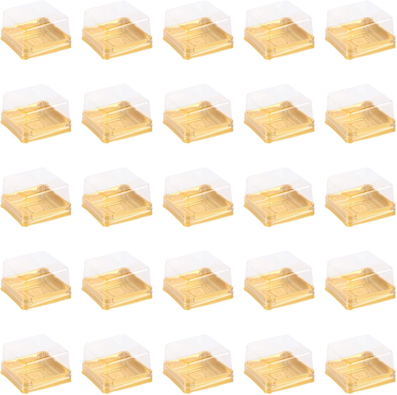 – 100 Pack Single Clear Plastic Mooncake Box with Transparent Lids, Square Moon Cake Trays Mooncake Packaging Boxes, Muffins Dome Box Transparent Dessert Boxes (5. 5cm x 5. 5cm x 4cm)