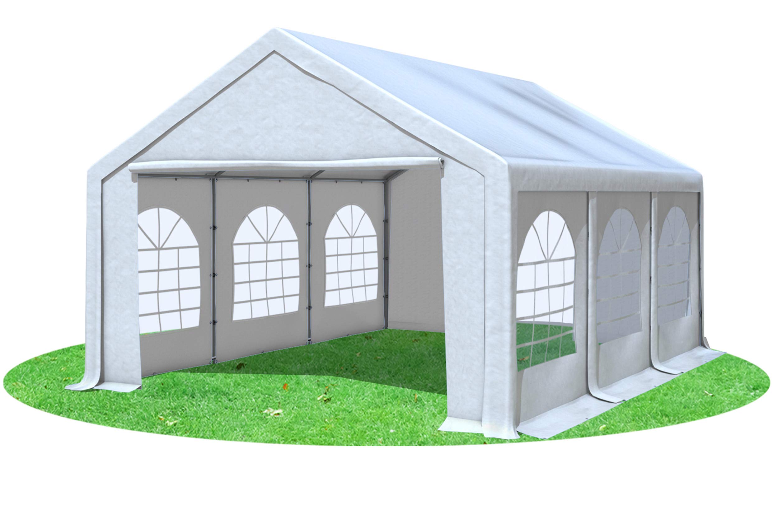 Stabiles Partyzelt 4x6 M – Professionelles PVC 500 G/m², Pulverbeschichtetes Stahlgestänge, Wasserdicht, Beige, Modular & Erweiterbar