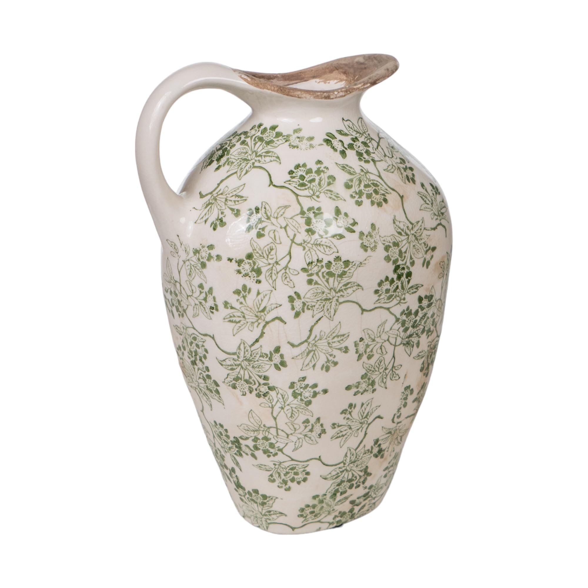 Pichet porcelaine beige vert céramique décoration table cuisine
