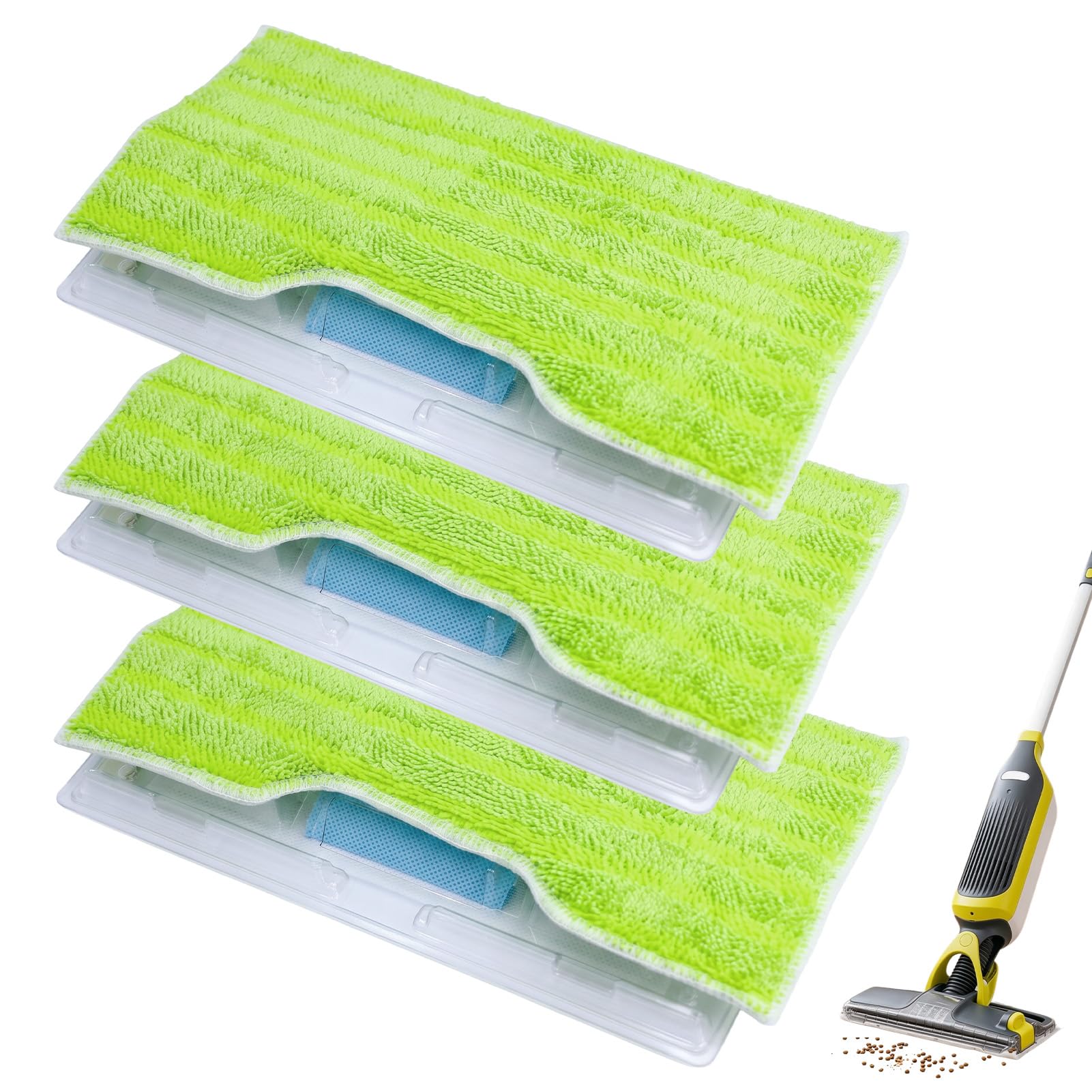 3 Reusable Refills for Shark VacMop Pads and 3 Upgraded Dirt Chamber