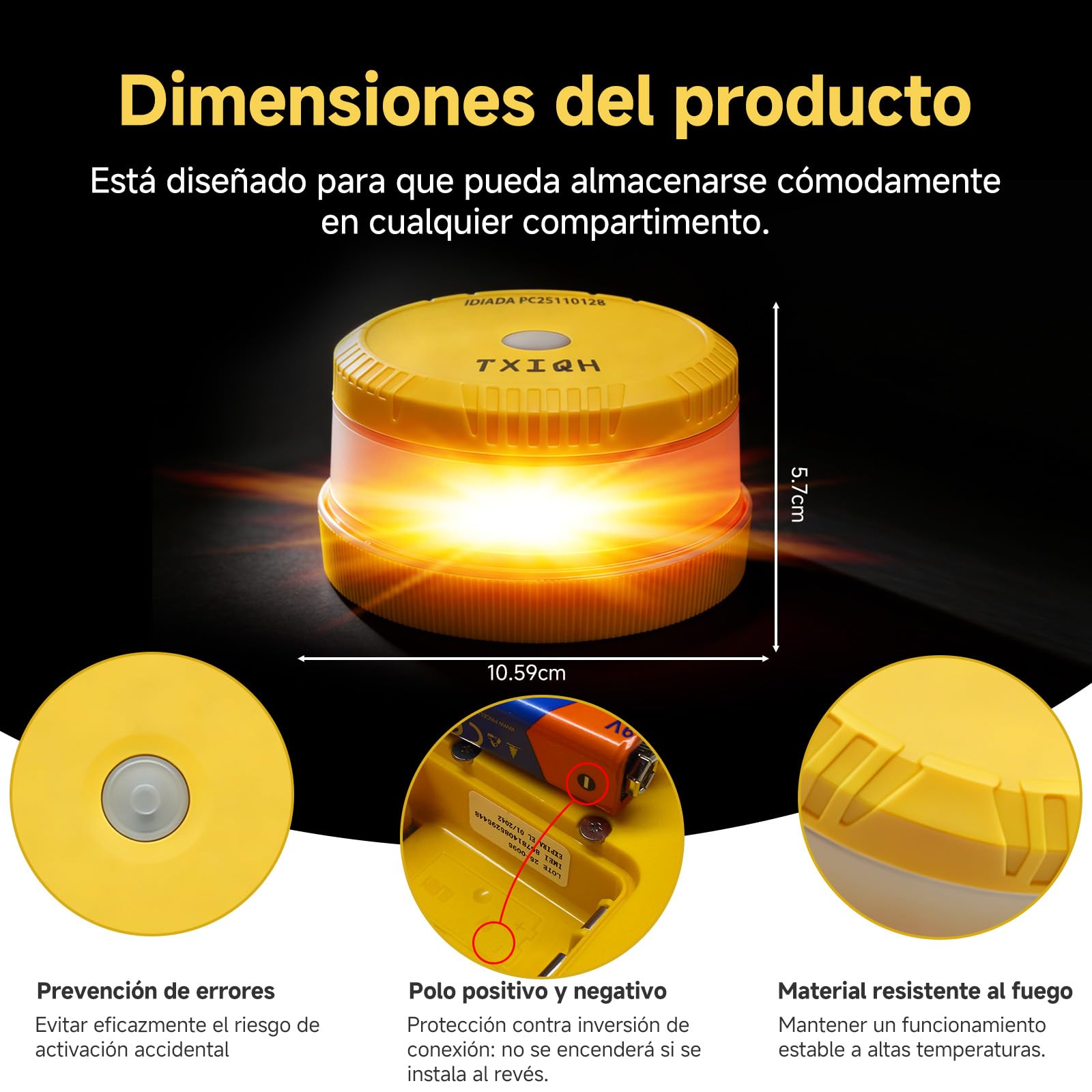 Baliza V16 Homologada DGT con Geolocalización y Conexión DGT 3.0, MOD100 PLUS LED 360°, IP54