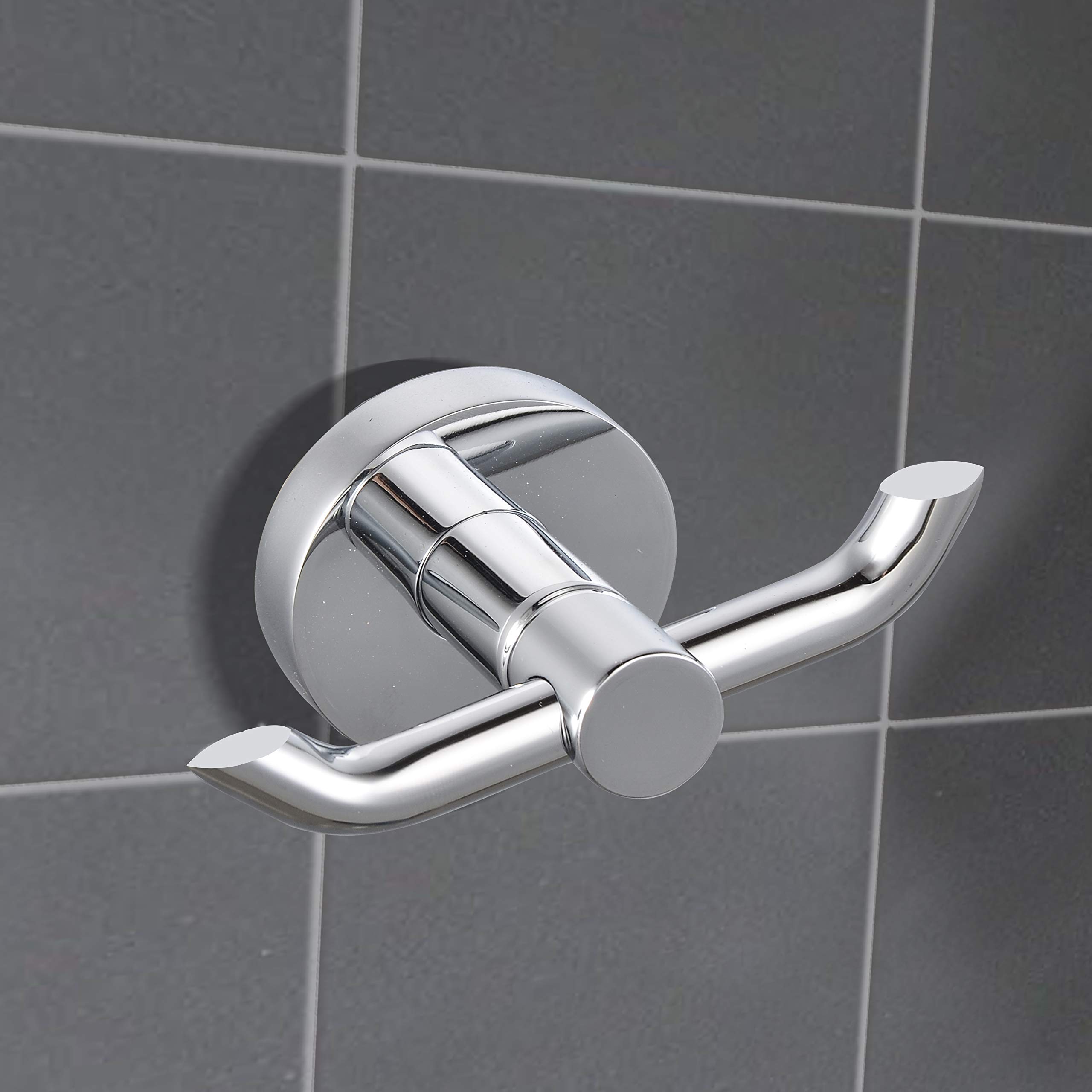 PIHSolid Brass Robe Hooks, Polished Chrome