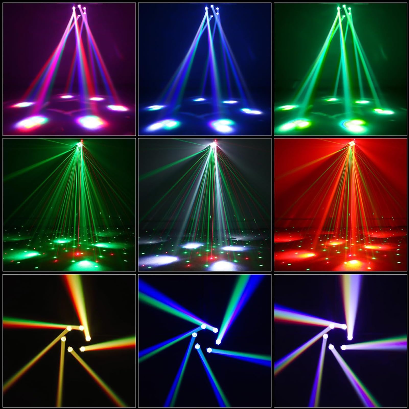 Attrezzatura for luci a testa mobile DJ 6 bracci, da discoteca feste al coperto, LED RGBW DJ, palco con controller DMX-512, attivate dal suono, feste, KTV, matrimoni, club