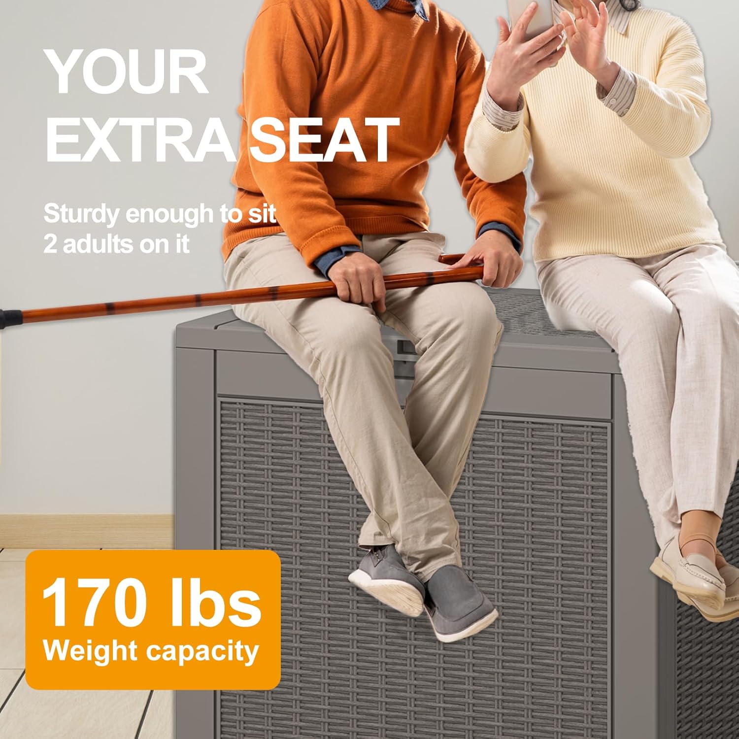 NUNU LAB Outdoor Storage Box 31 Gallon,Waterproof Indoor Outside Deck Boxes,Backyard Storage Bin for Package Delivery,Garden Tools,Patio Cushions,Pool Accessories,Storage Bench Lockable Lid,Tool Box