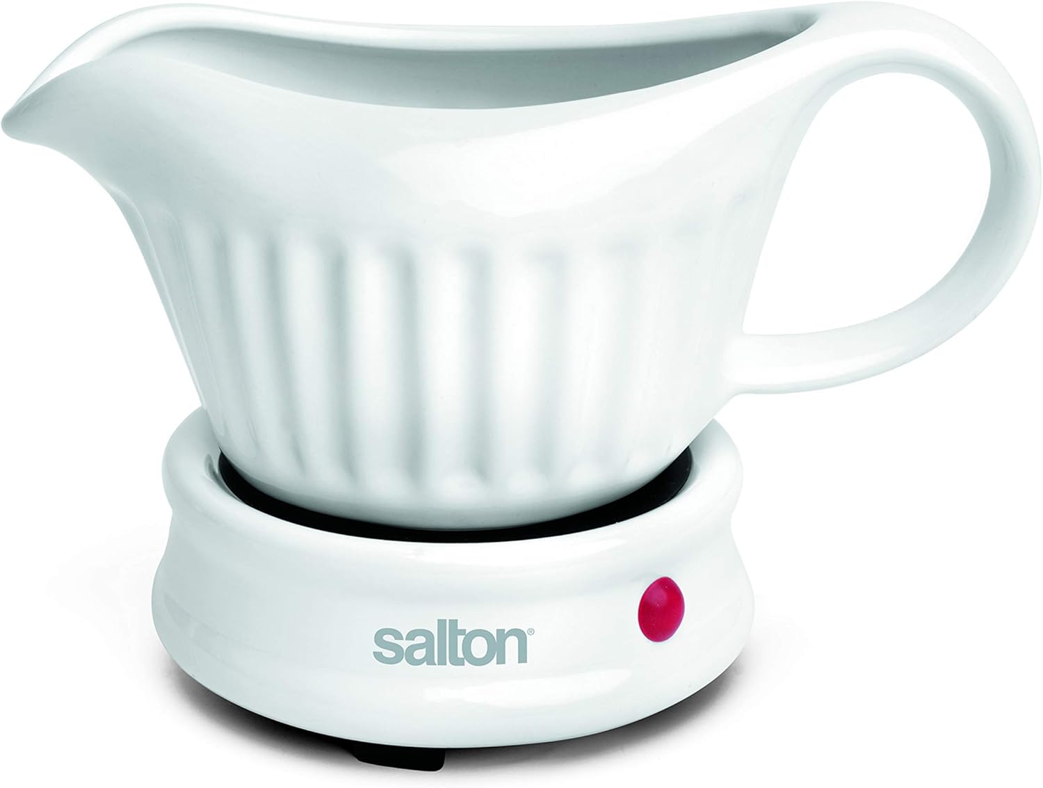 Salton Gravy Boat Warmer for Entertaining, Electric Sauce Warmer with Automatic Temperature Control, Perfect for Warming Gravies, Sauces, Syrups, White (SMW1508)