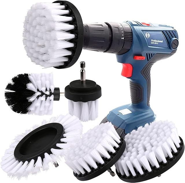 Brush Attachment Drill Set 5 Pieces Drill Brushes Attachment Cleaning Brush Rim Brush Scrubber Cleaning Brush Kit for Rims, Bathtub, Tiles, Kitchen, Car, Sofa Corners & Grill