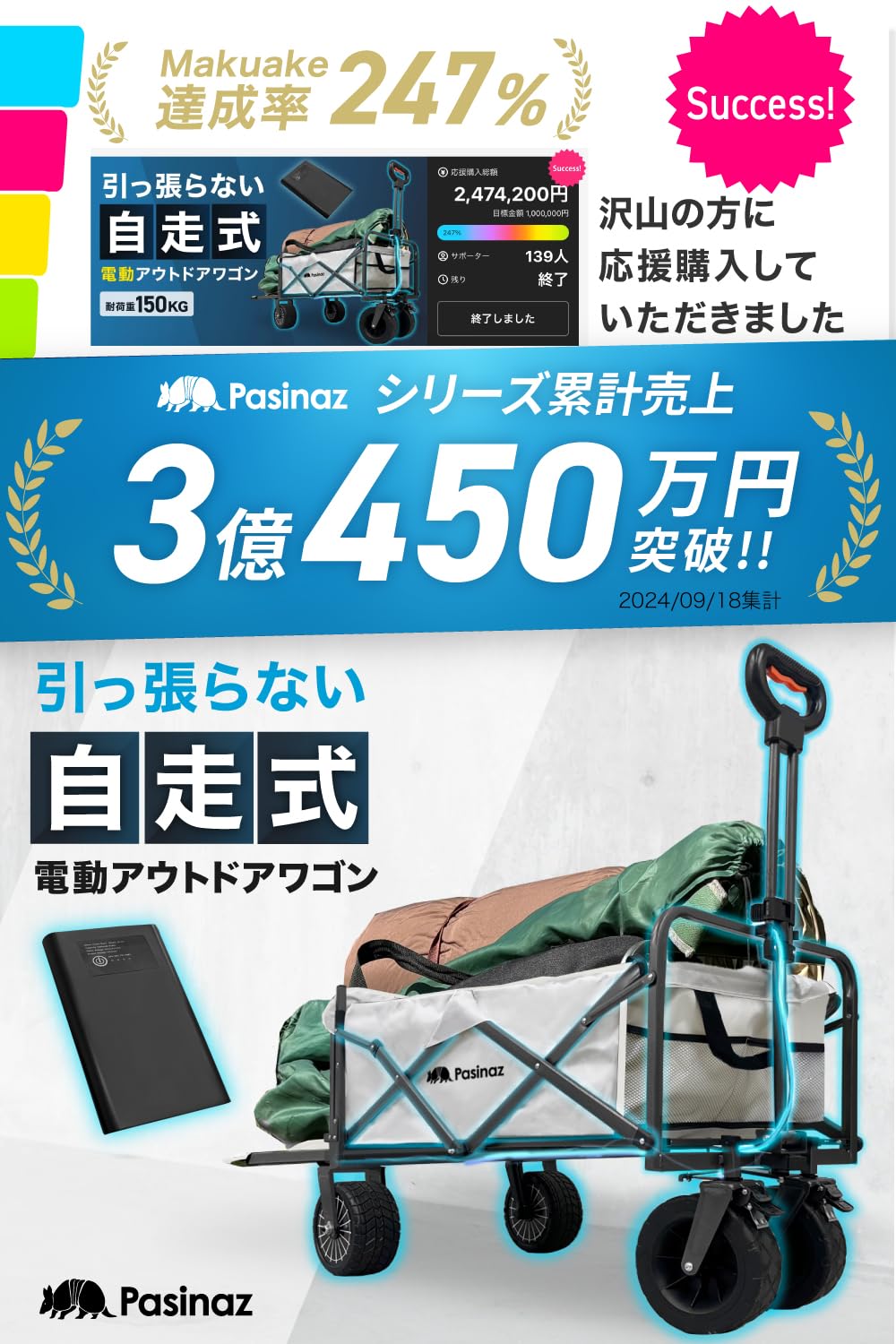 Amazon.co.jp: Pasinaz NEWモデル アウトドアワゴン キャリーワゴン 耐