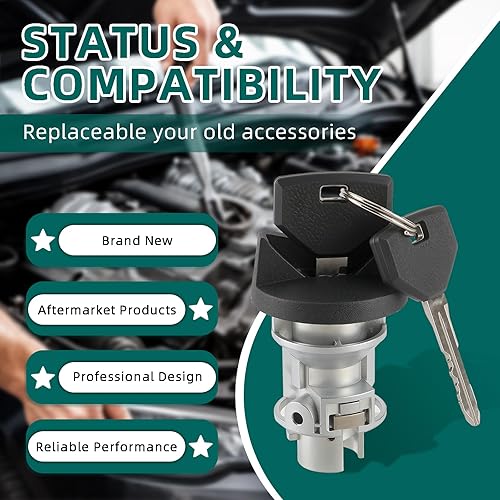 Miniatura 3 de AUTOKAY Cilindro de bloqueo de encendido y llave para Dodge Ram1994-1996/Grand Caravan 1993-1995
