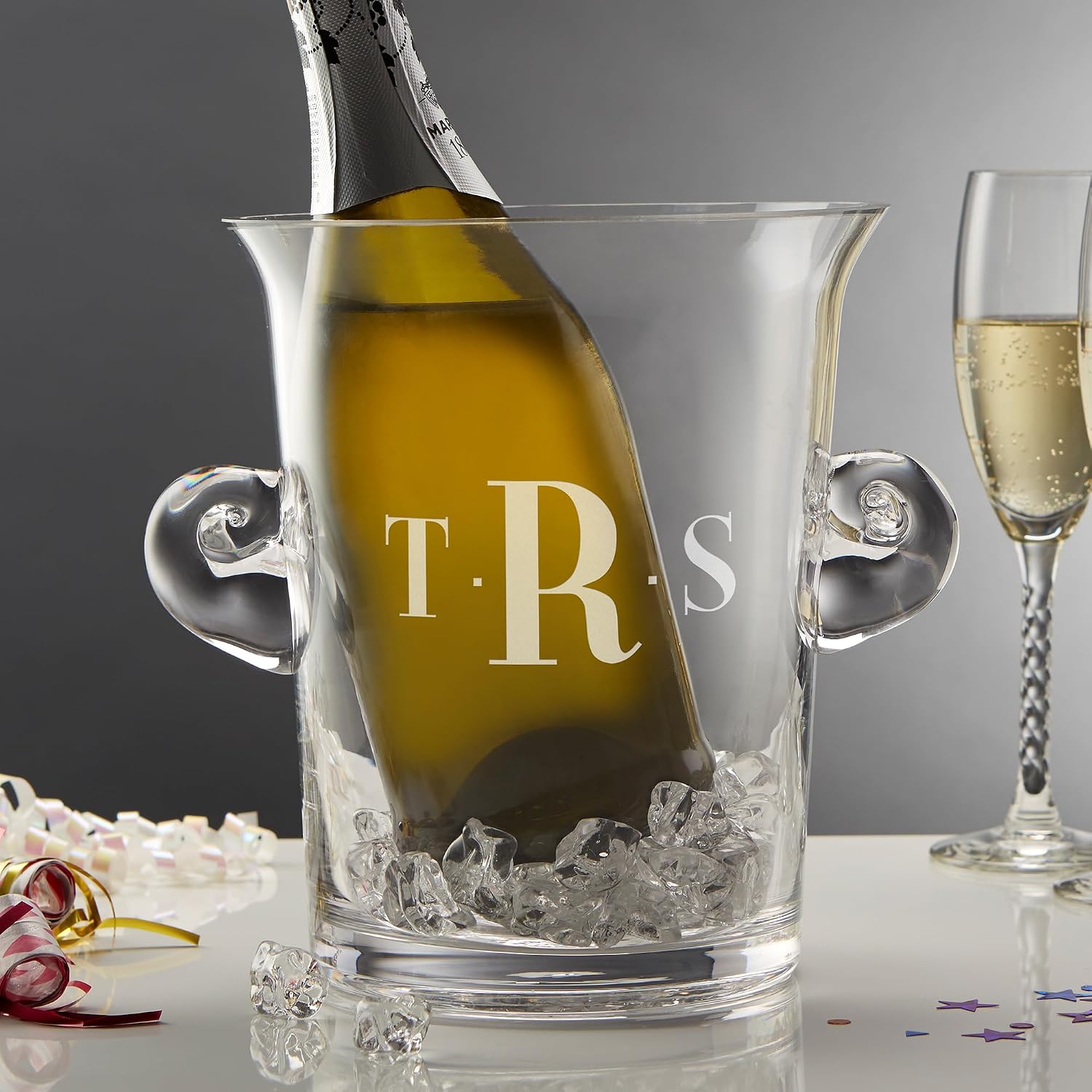 Personalization Universe Monogram Glass Ice Bucket & Chiller