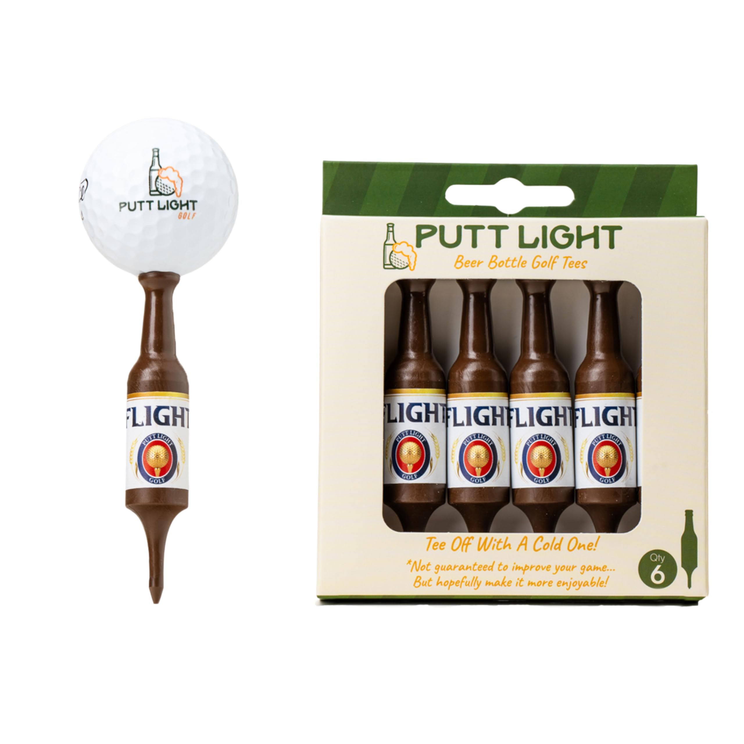 Bierflaschen-Golf-Tees, praktisch unzerbrechlich und recycelbar, Kunststoff, Golf-Tee 6 Stück, Golf-Geschenk für Männer, Junggesellenabschied, Geschenk für Golfer, 8,9 cm hoch