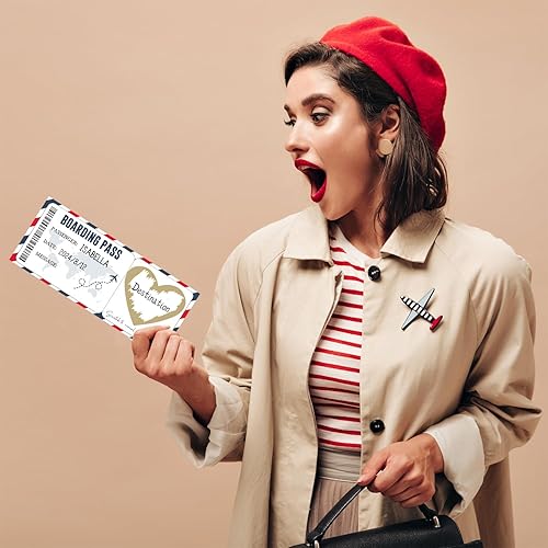 Miniatura 6 de Tarjeta de embarque de boletos de viaje sorpresa para rascar (1 juego), tarjeta de rascar plateada de 3.5 x 8 pulgadas, regalo para vacaciones,