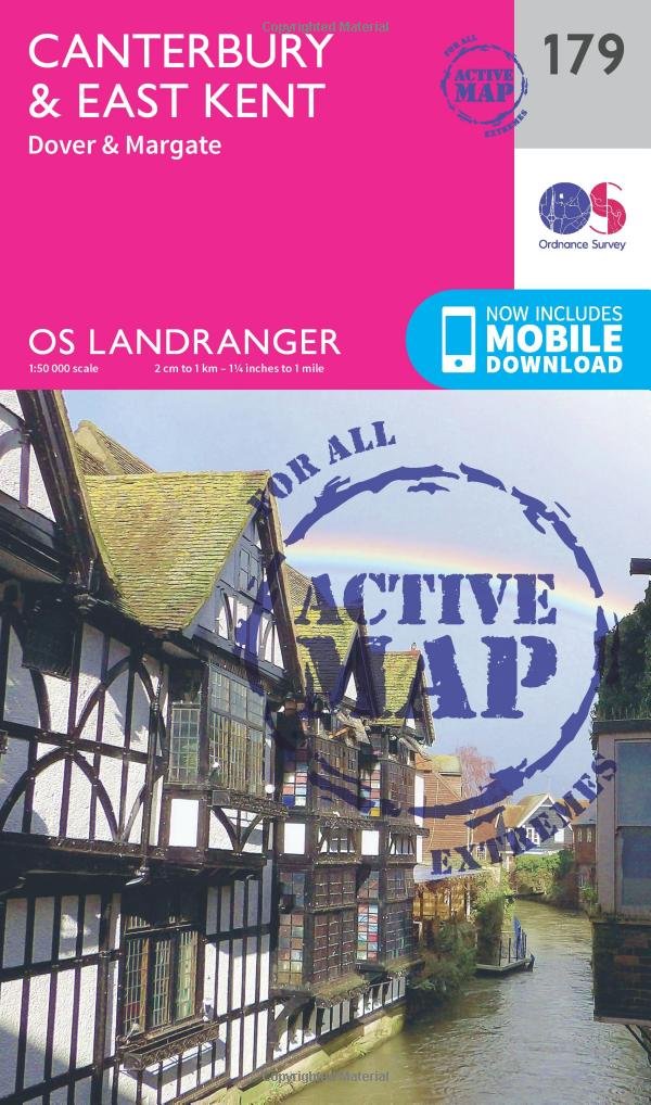Canterbury & East Kent Map | Weatherproof | Dover & Margate | Ordnance Survey | OS Landranger Active Map 179 | England | Walks | Cycling | Days Out | Maps | Adventure