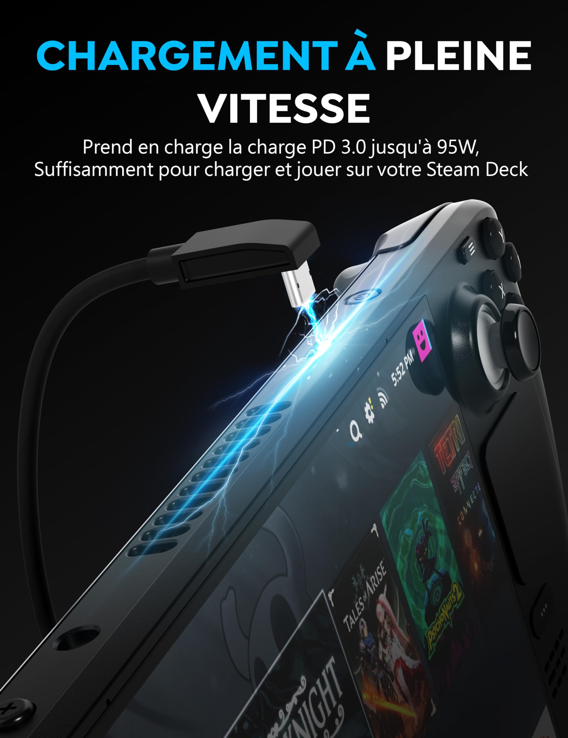 SABRENT Dock Steam Deck 6-en-1, Hub USB C avec 95 W PD Charge Rapide, Steam Deck Dock HDMI 4K@60Hz, Docking Station avec 3 Ports USB-A et 2 USB-C pour Valve Steam Deck et Rog Ally Design (DS-SD6P)