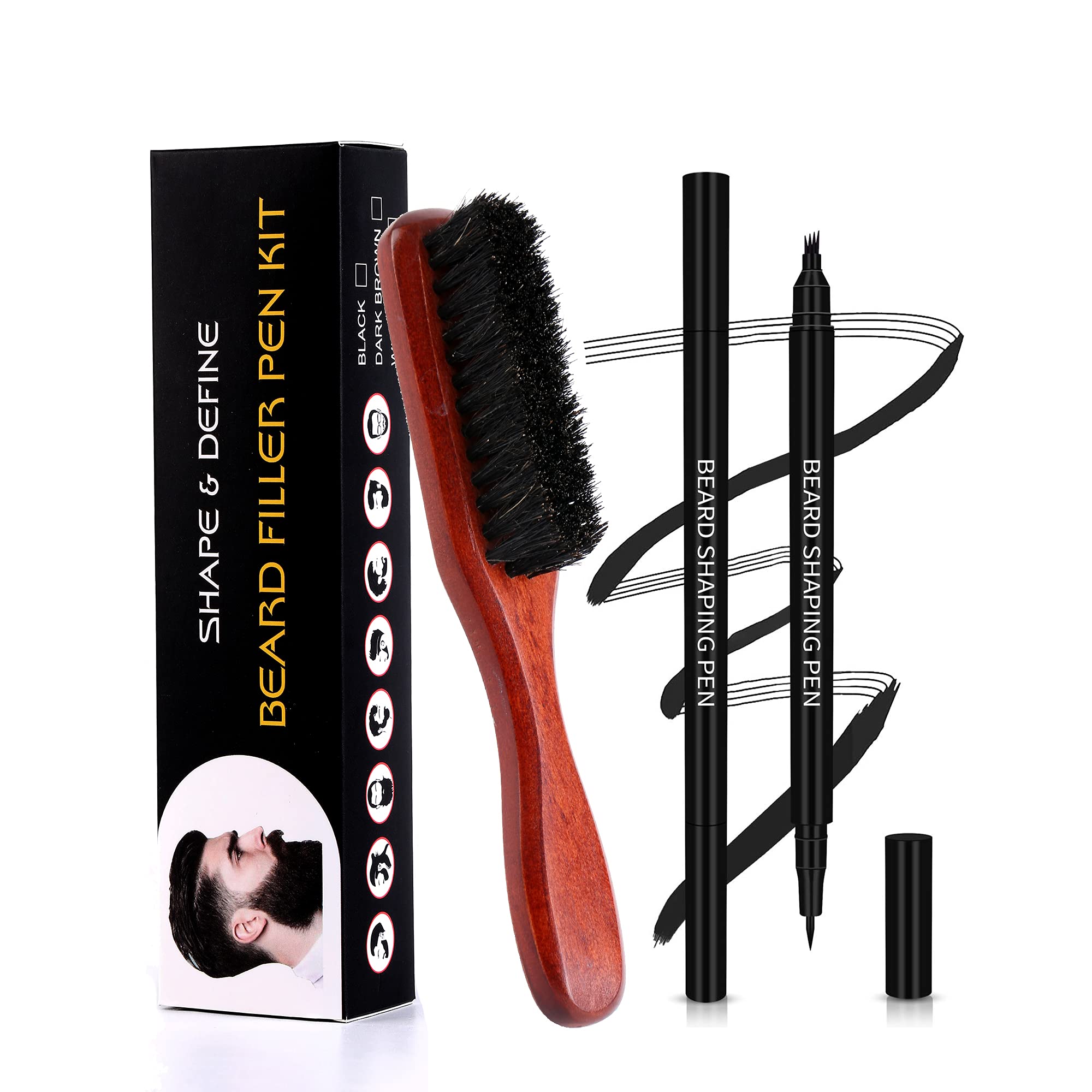 Sponsored Ad – Tano Double Head Beard Filler Pen and Brush Kit for Men and Barber Use (Black)