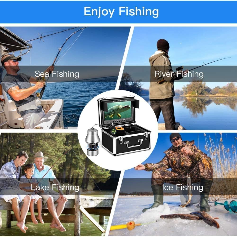 🔥 Cashback up to 70% Eyoyo Underwater Fishing Camera Video Fish Finder DVR Function 9 inch Large Color Screen 360° Horizontal Panning Camera 1000TVL w/ 18 Infrared IR Lights 30M Cable for Lake Sea Boat Ice Fishing