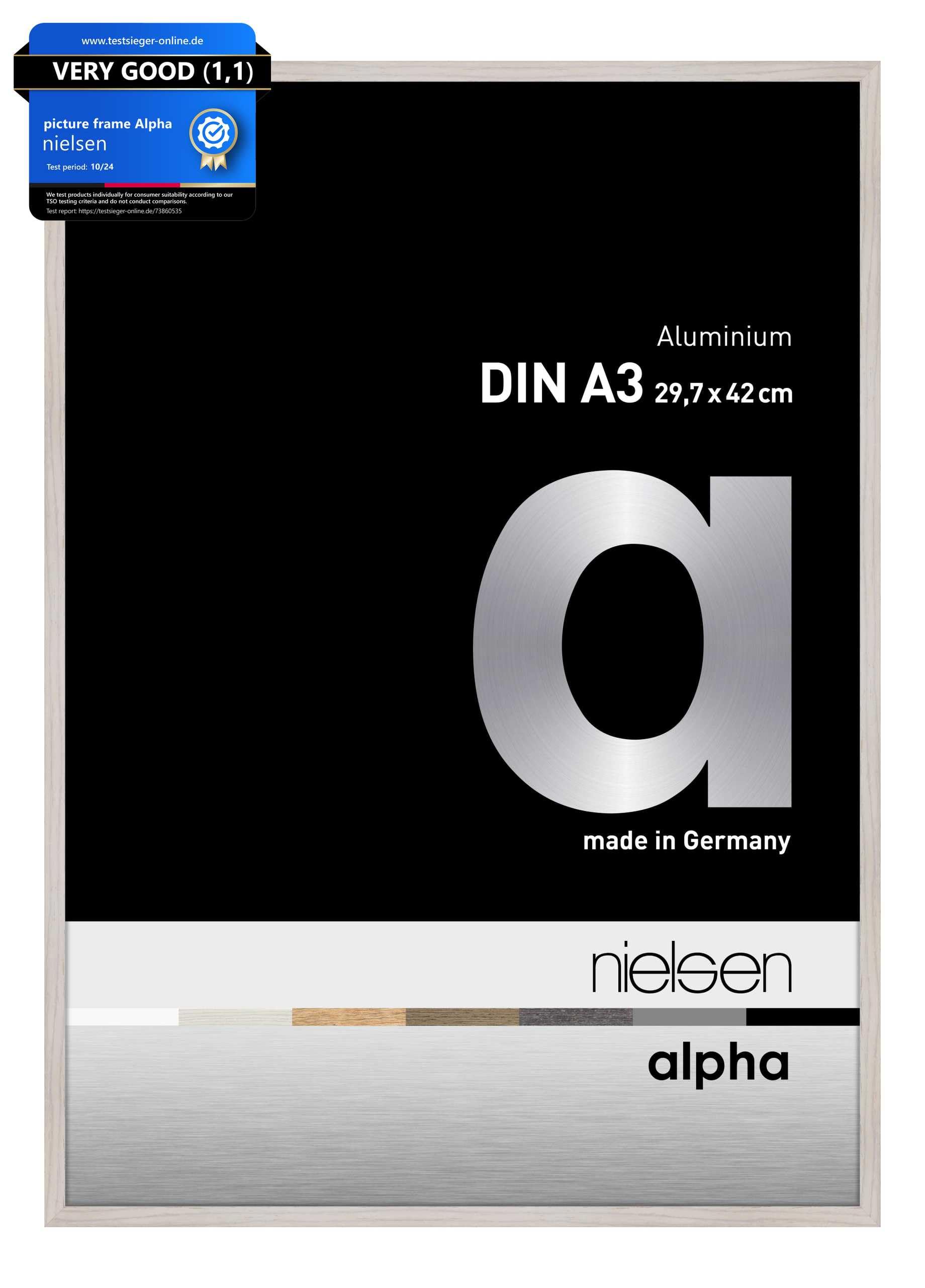 Nielsen  Alpha Aluminium Picture Frame With Glass Front - Oak White - A3