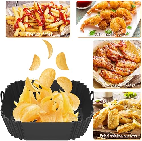 Miniatura 8 de Forros cuadrados de silicona para freidora de aire de 8 pulgadas para 4 a 8 cuartos de galón 2 piezas reutilizables para freidora de aire repuesto