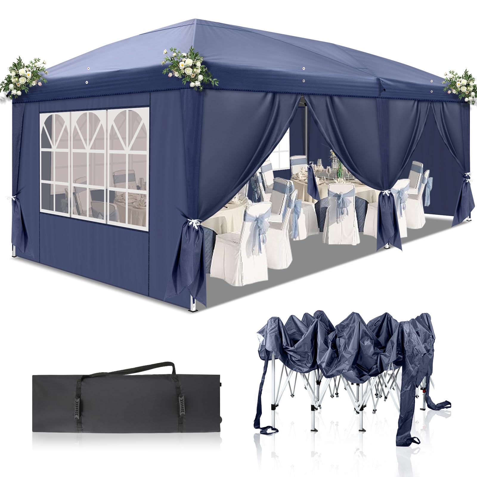 Tactfire Pavillon,Faltpavillon,Wasserdicht Stabil Winterfest UV Schutz 50+,420D Oxford,Faltbar Höhenverstellbar,Partyzelt,Gartenzelt,Für Garten Camping,Outdoor