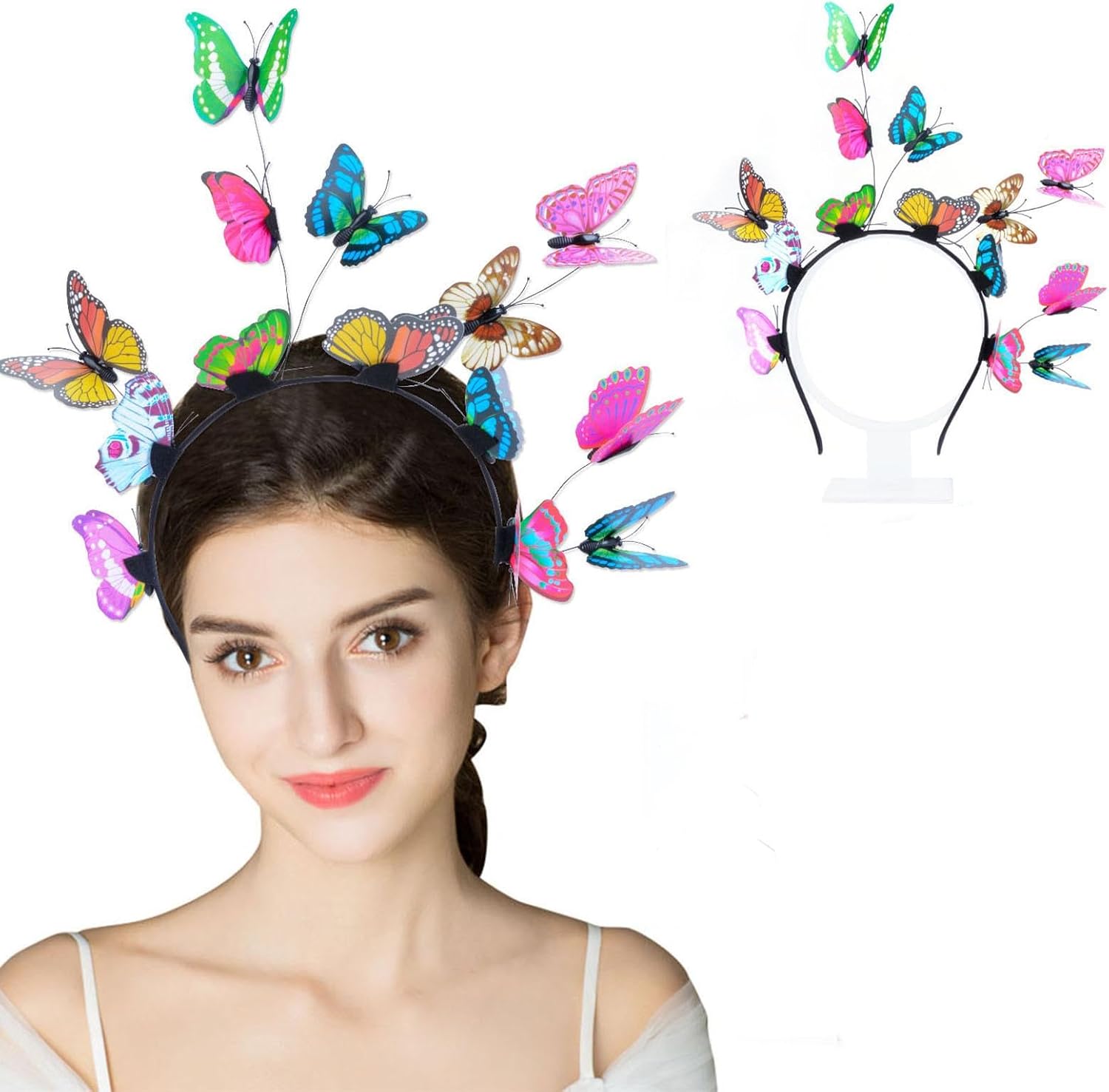 Butterfly Headband, Colorful Butterfly Crown for Women, Fun Crazy Fascinators Headbands Hats Party Accessories