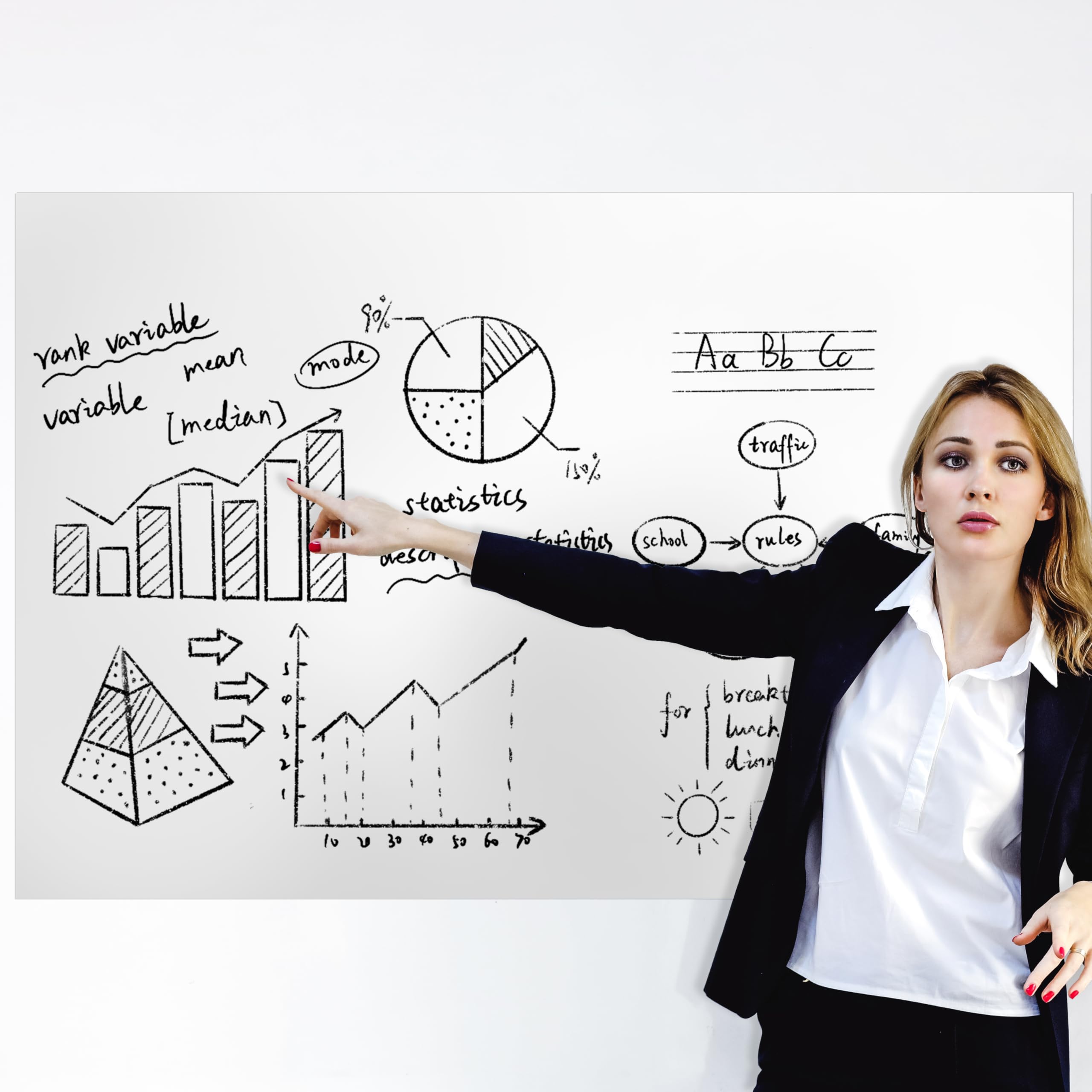 AMIGO Rollo de Pizarra Blanca Magnética, 60 x 90 cm, Papel Pizarra Adhesiva para Pared, Whiteboard adecuado para Escuela, Familia y Oficina, con Rotuladores, Borrador e Imanes