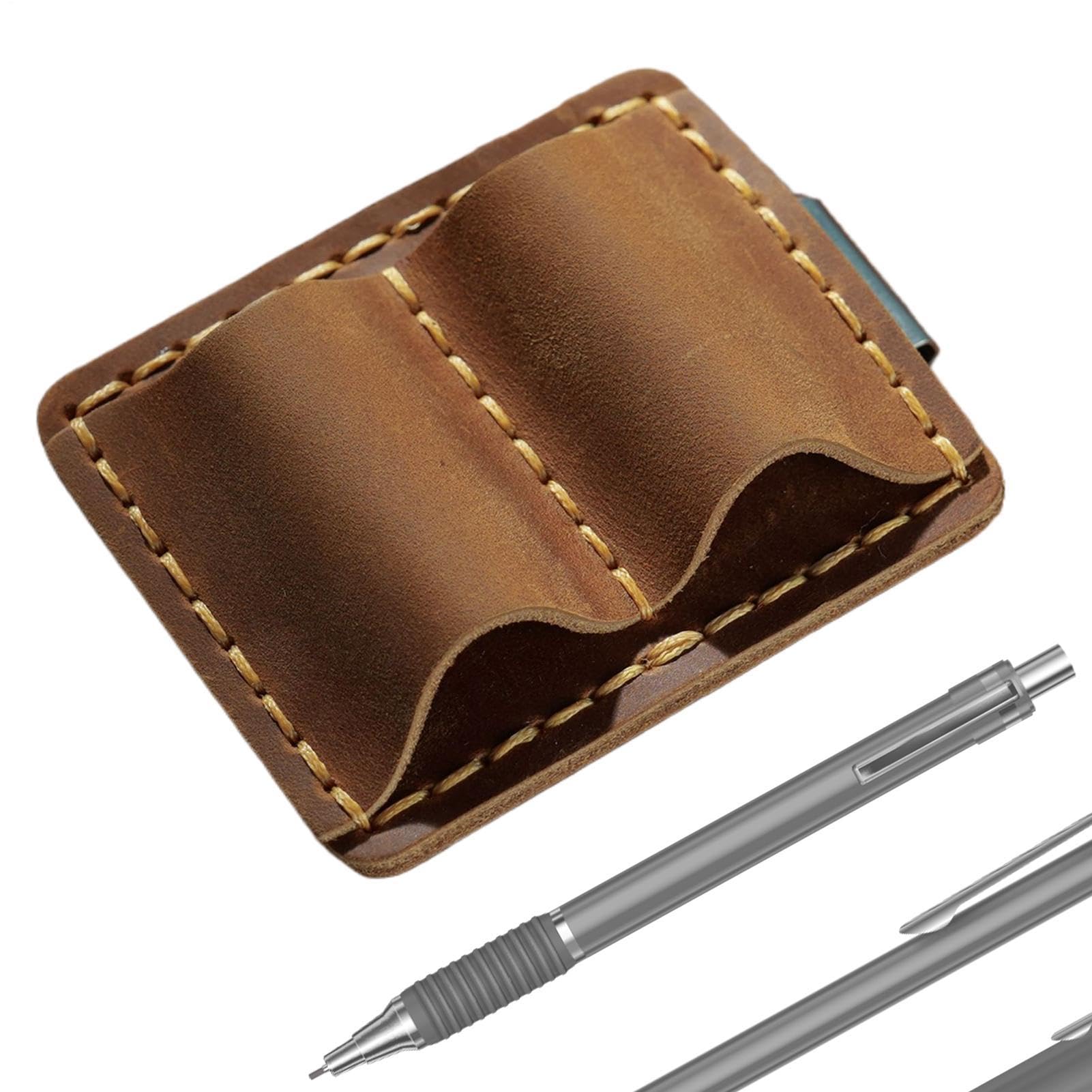 Porte-stylo en cuir véritable, organiseur premium double fente pour conférencier