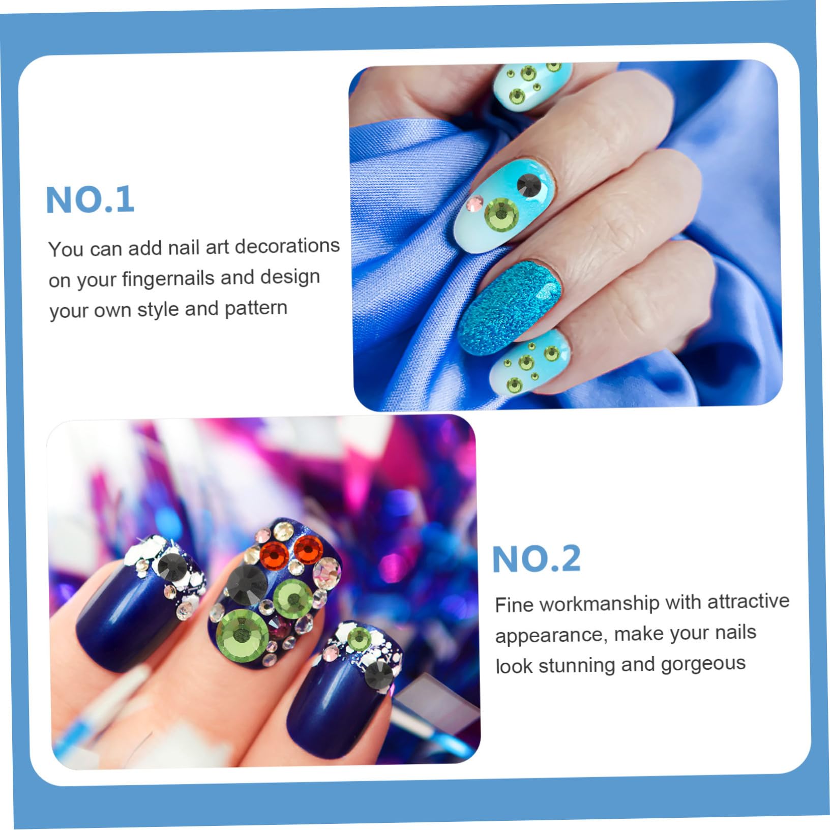 Healeved 4sets Strass Per Unghie Con Design Flatback Kit Di Decorazioni Per Nail Art e Progetti Fai Da Te Misti Comparti Accessori Per Manicure e Crafting