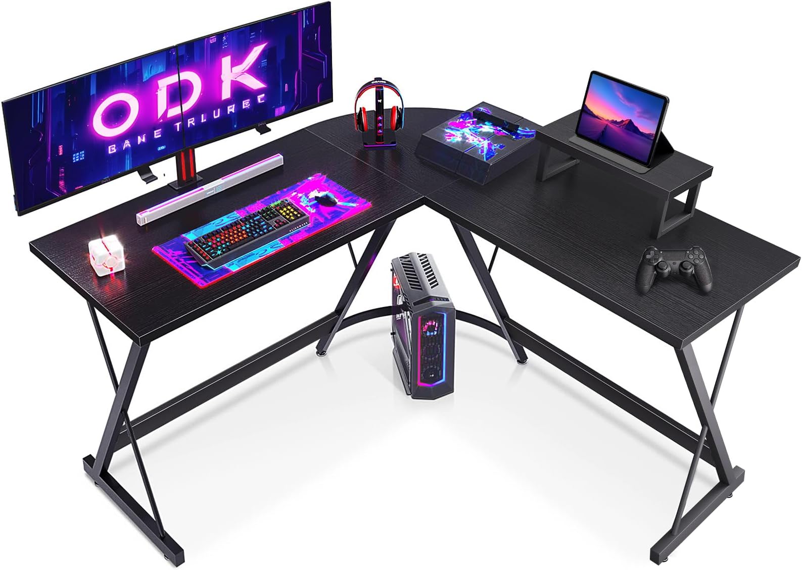 ODK L Shaped Gaming Desk,127×127 cm, Black