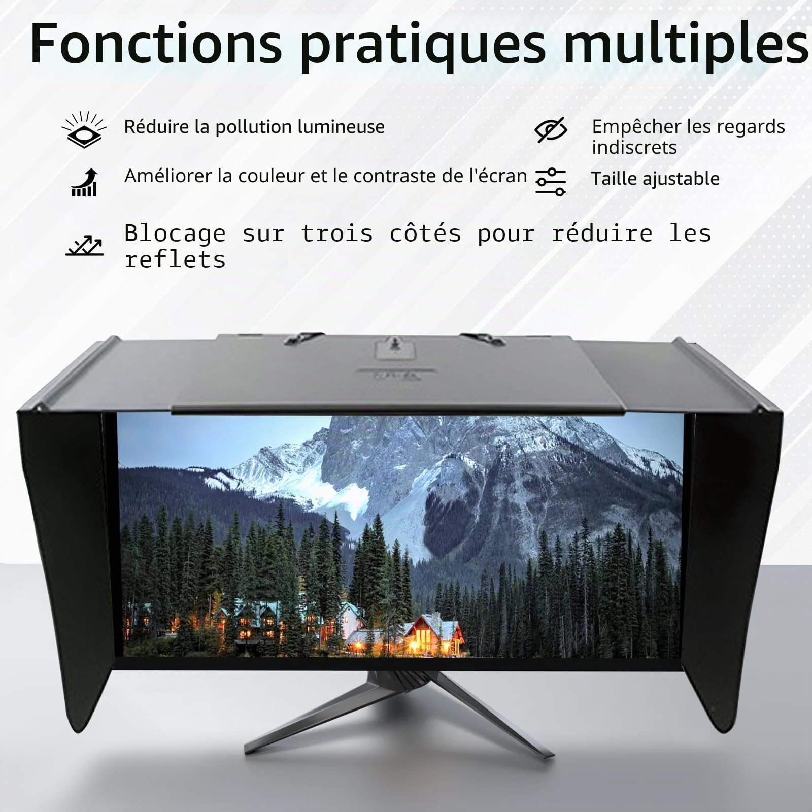 Capot De Moniteur D'Ordinateur De Bureau,Pare-Soleil D'éCran17-27 Pouces(41-71cm RéGlable),Pare Soleil Ordinateur pour Cadre ExtéRieur De Moniteur,Protection Contre La LumièRe Parasite Et Anti-Regard