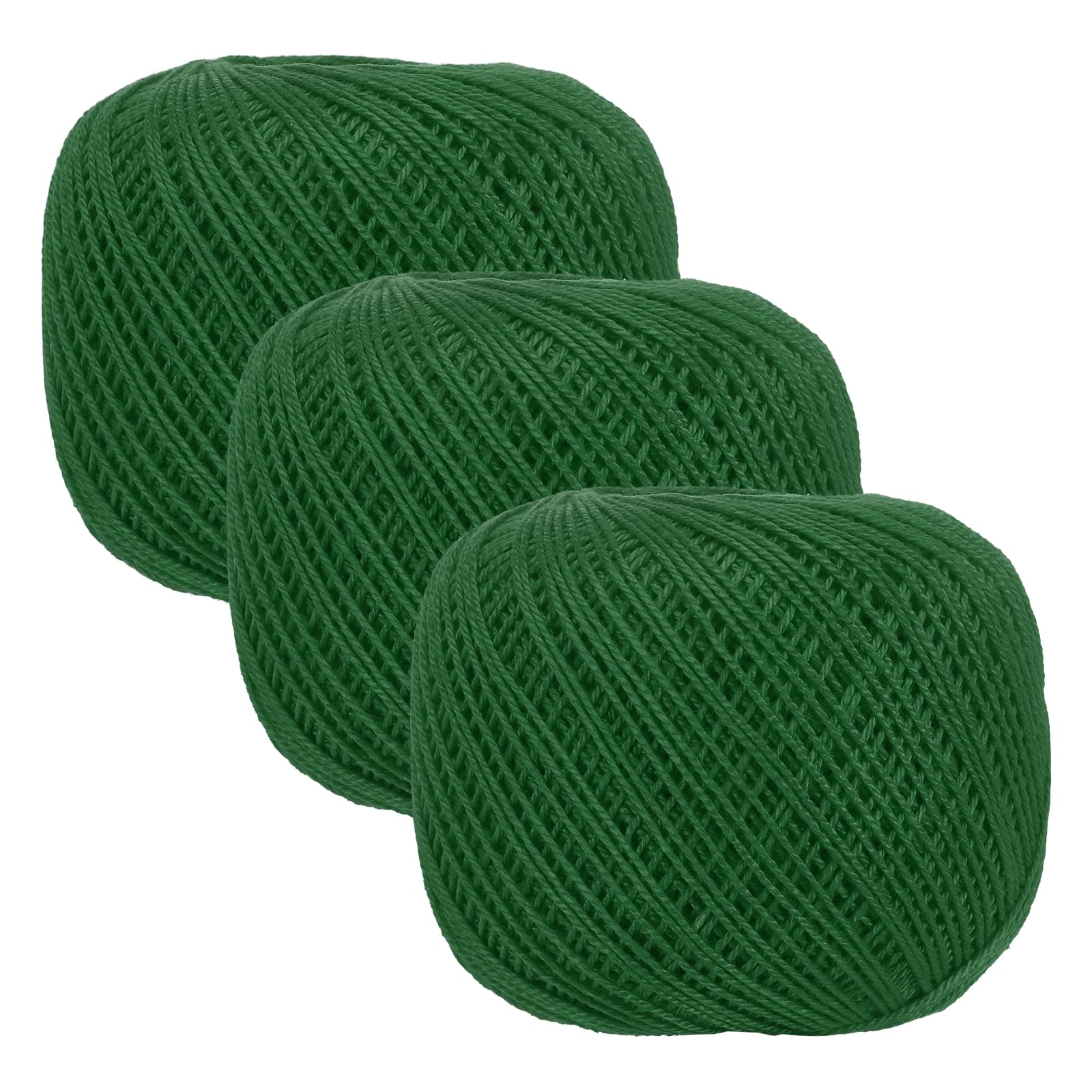 sourcing map 3 Rolls 164 Yards Size 3 Green Pearl Cotton Crochet Thread Lace Weight Yarn Tatting Thread for Crocheting Knitting Embroidery Sewing