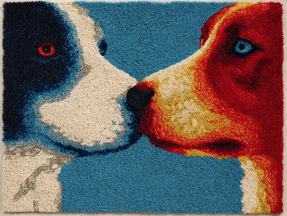 FWRTYCB Latch Hook Kits Rugs,Dogs and Love Pattern 20X15Inch