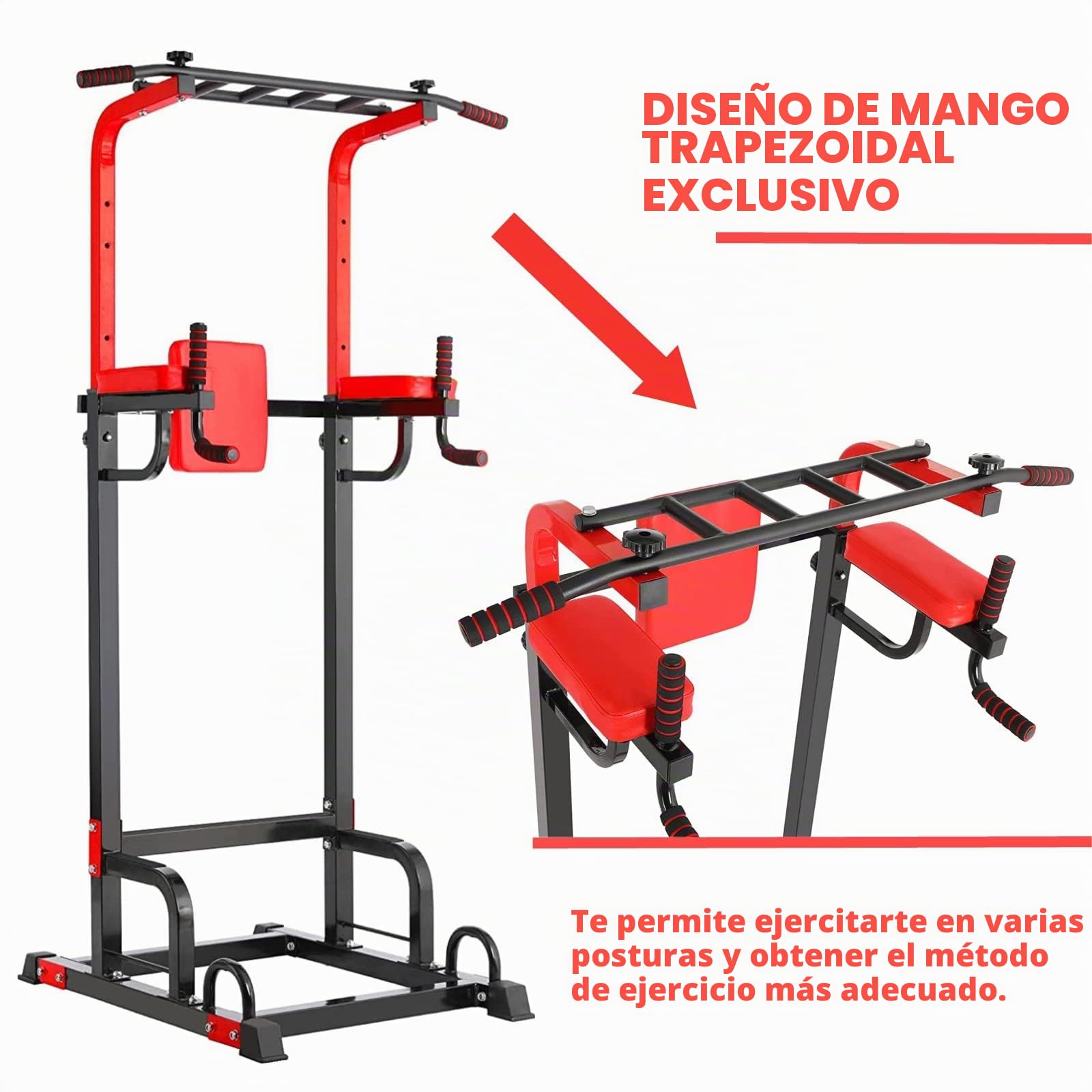 Maquina Dominadas, Estación de Musculación, para entrenamiento de fuerza de todo el cuerpo, Power Tower, de tracción de acero, Max. Carga 150kg