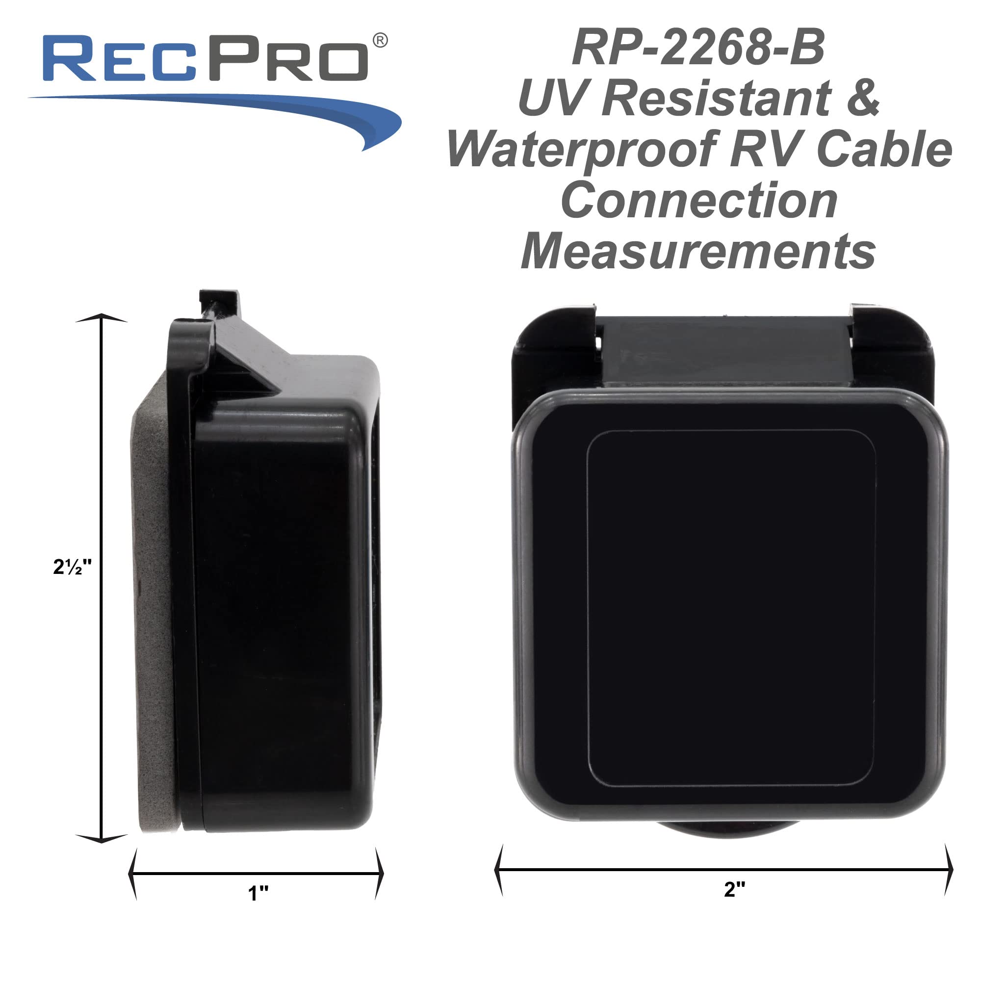 RecPro Placa de Entrada de TV por Cable RV | Antena coaxial/Conector de Cable | Opción Negra o Blanca (Negro)