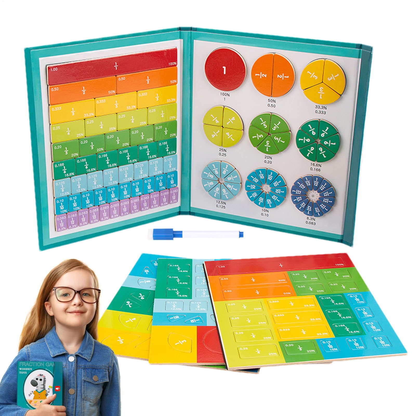 Ooutils pédagogiques magnétiques mathématiques pour visualiser les fractions - 8