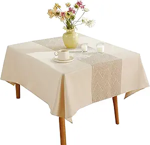 Linen Tablecloths for Square Tablecloth,Beige Tablecloth Advanced Waterproofing Technology for Dinningroom,Farmhouse