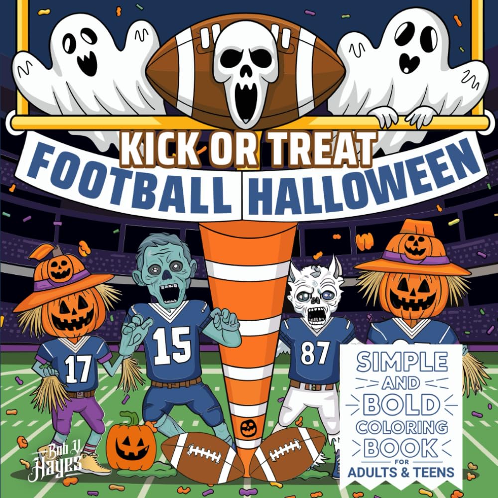 Football Halloween Simple and Bold Coloring Book for Adults & Teens