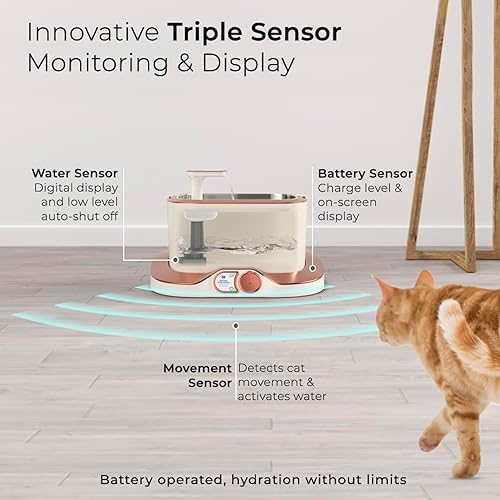 Miniatura 3 de Fenit Line Fuente de agua para gatos con pantalla digital y control de 4 modos. Monitoreo avanzado y diseño anti-caída. Forma silenciosa y elegante