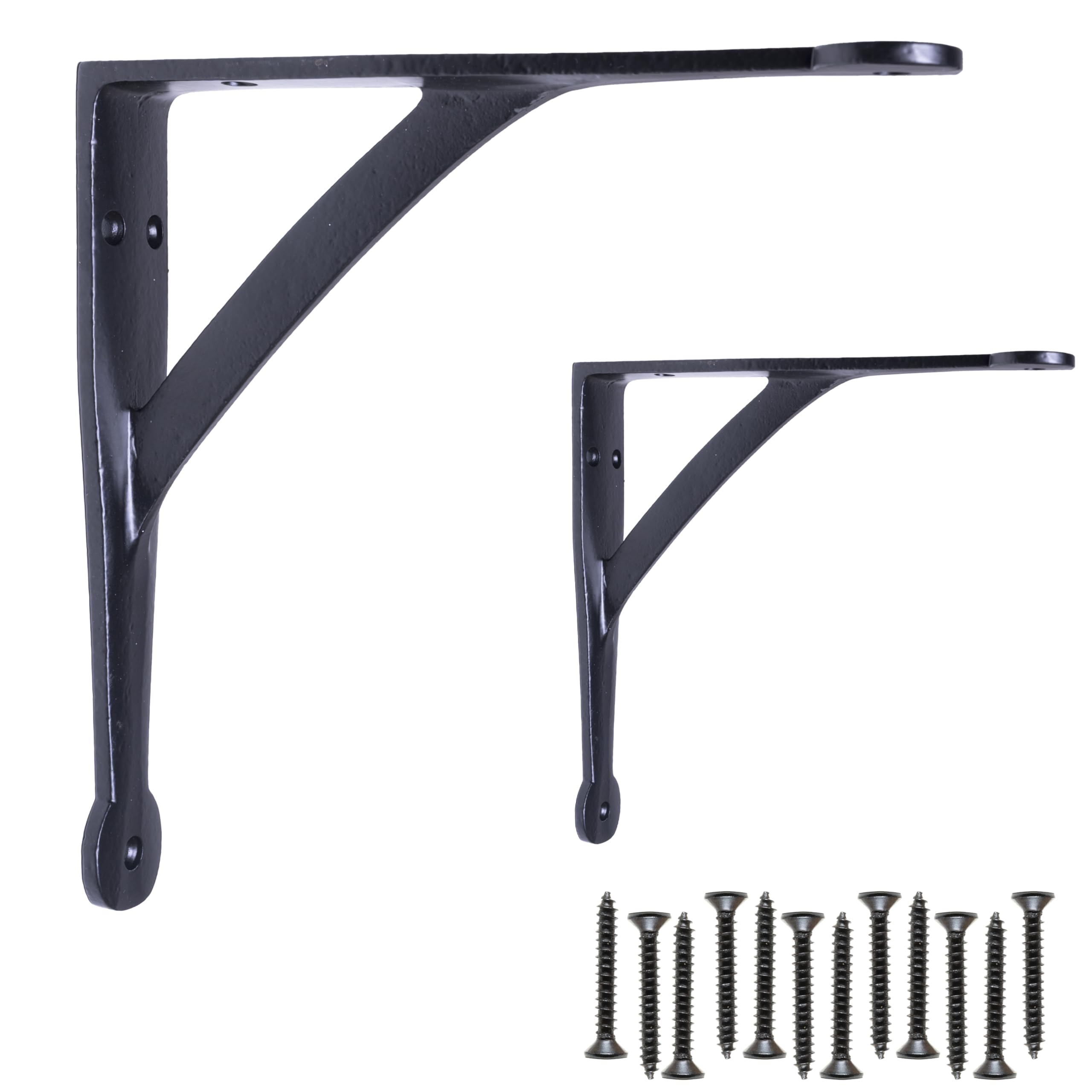 EDUWURXS Penny Gallow Cast Iron Black Shelf Brackets | Heavy Duty Wall Brackets for Shelves | Rustic Supports for Kitchen, Living Room & Outdoor 8x8 (Pack of 2)
