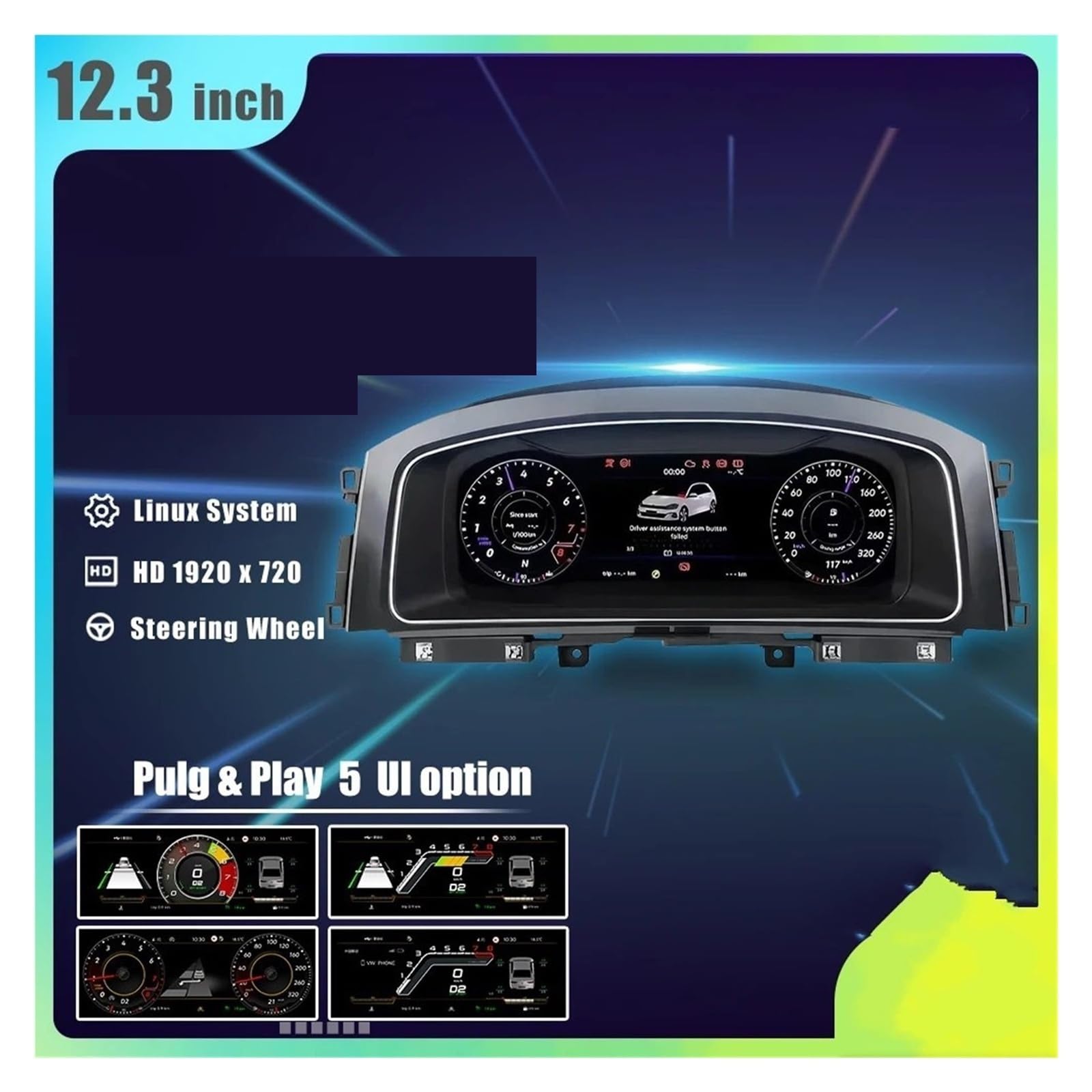 Fit For VW Golf7 MK7 2013-2020 Coche Visualización en Pantalla | 12.3‘’ Lcd Digital Dashboard Cluster Years Radio Instrument Panel Cockpit