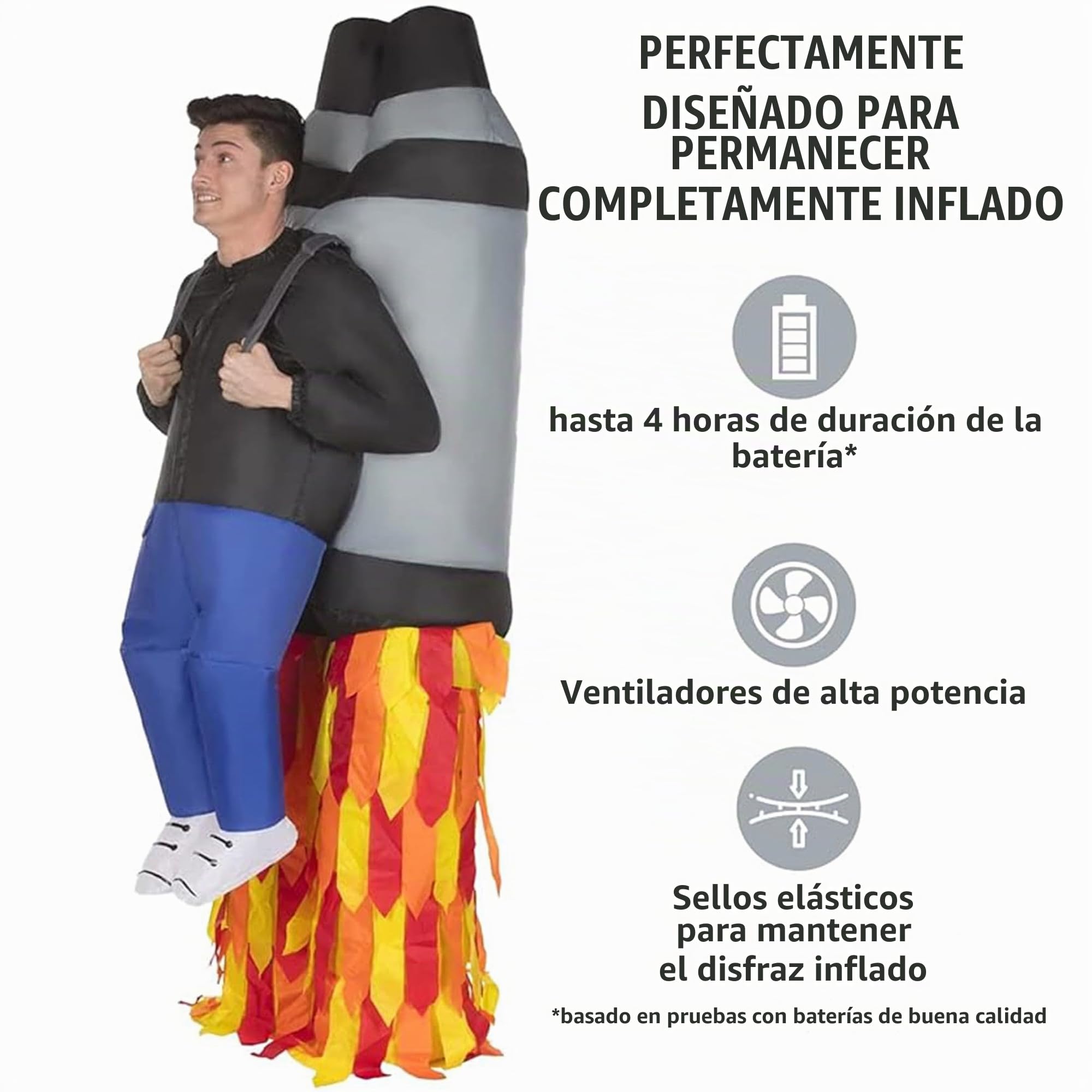 Morph Disfraz Inflable Jetpack, Traje Divertido Cohete, Ideal para Fiestas y Eventos, Talla única