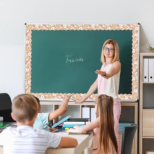 Miniatura 7 de Tablero de anuncios bohemio de 89.6 pies, diseño de los años 70, decoración retro para tablón de anuncios para aula, escuela, oficina, decoración de