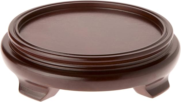 Plymor Walnut Round Wood Veneer Footed Display Base, 7.5" W x 7.5" D x 2" H 6" Display Diameter, Pack of 2