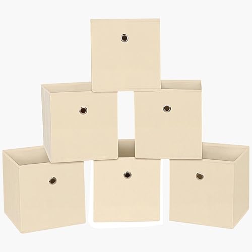 Vista 38 de Contenedores de almacenamiento plegables de 11 pulgadas, cubos de almacenamiento de tela con asas, organizadores de cajas de almacenamiento de tela