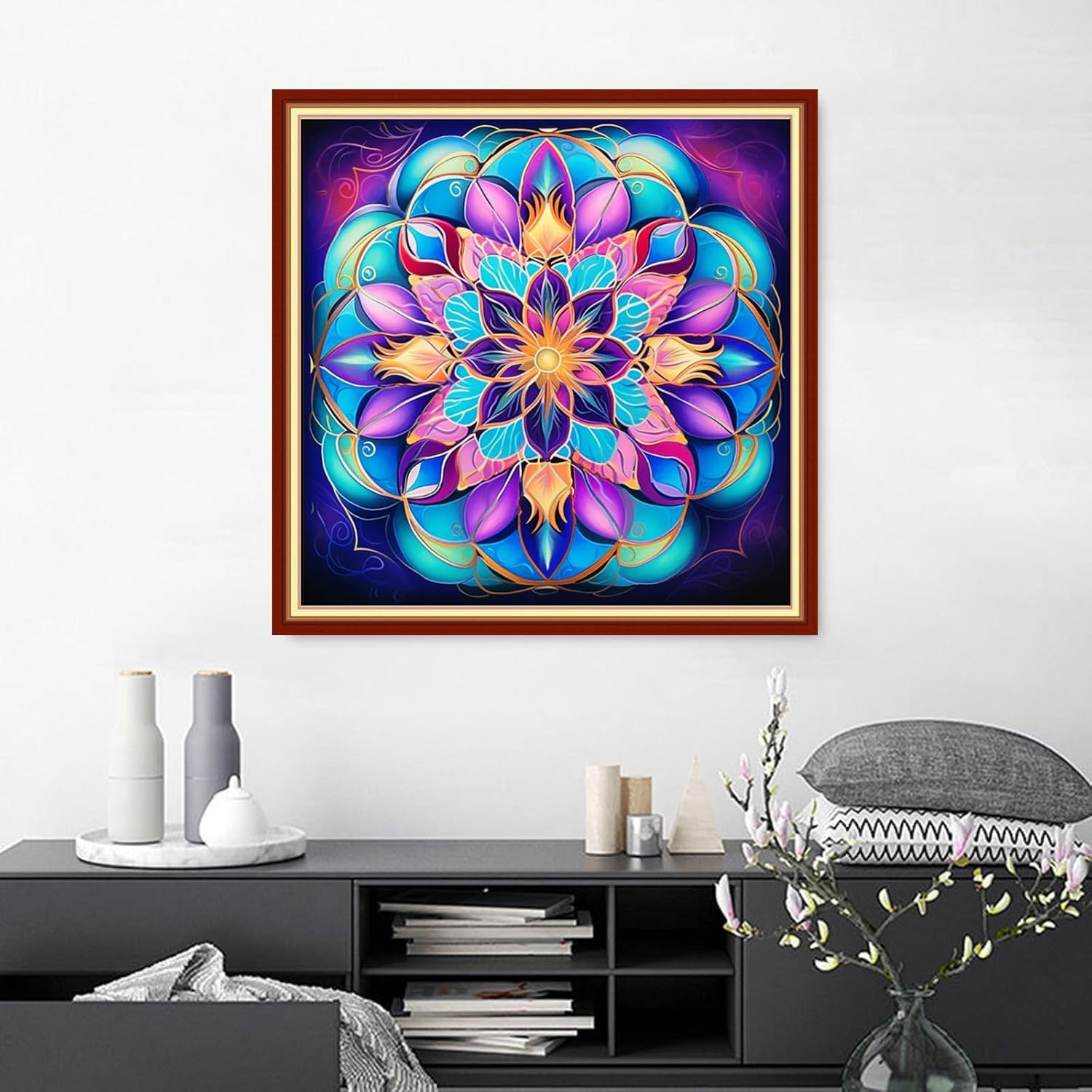 Findvoor Stamped Cross Stitch Kits for Beginners Full Range of Cross Stitching Embroidery Pattern for Adults, 11CT DIY Needlepoint Embroidery Starter Kits-Datura Flower 17.7x17.7 inch